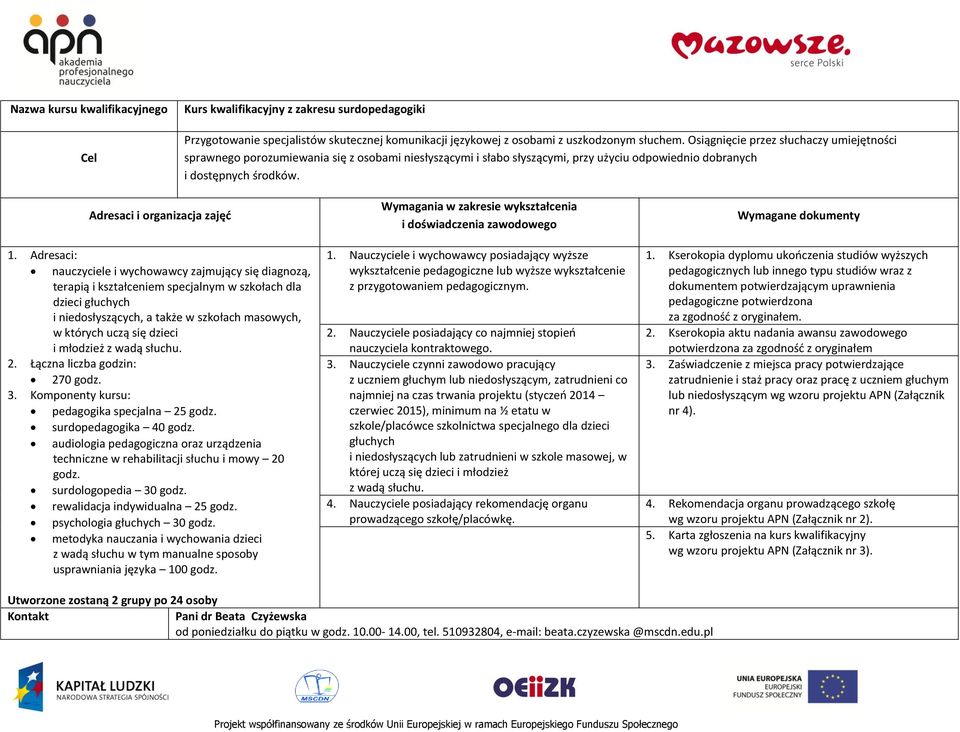 nauczyciele i wychowawcy zajmujący się diagnozą, terapią i kształceniem specjalnym w szkołach dla dzieci głuchych i niedosłyszących, a także w szkołach masowych, w których uczą się dzieci i młodzież