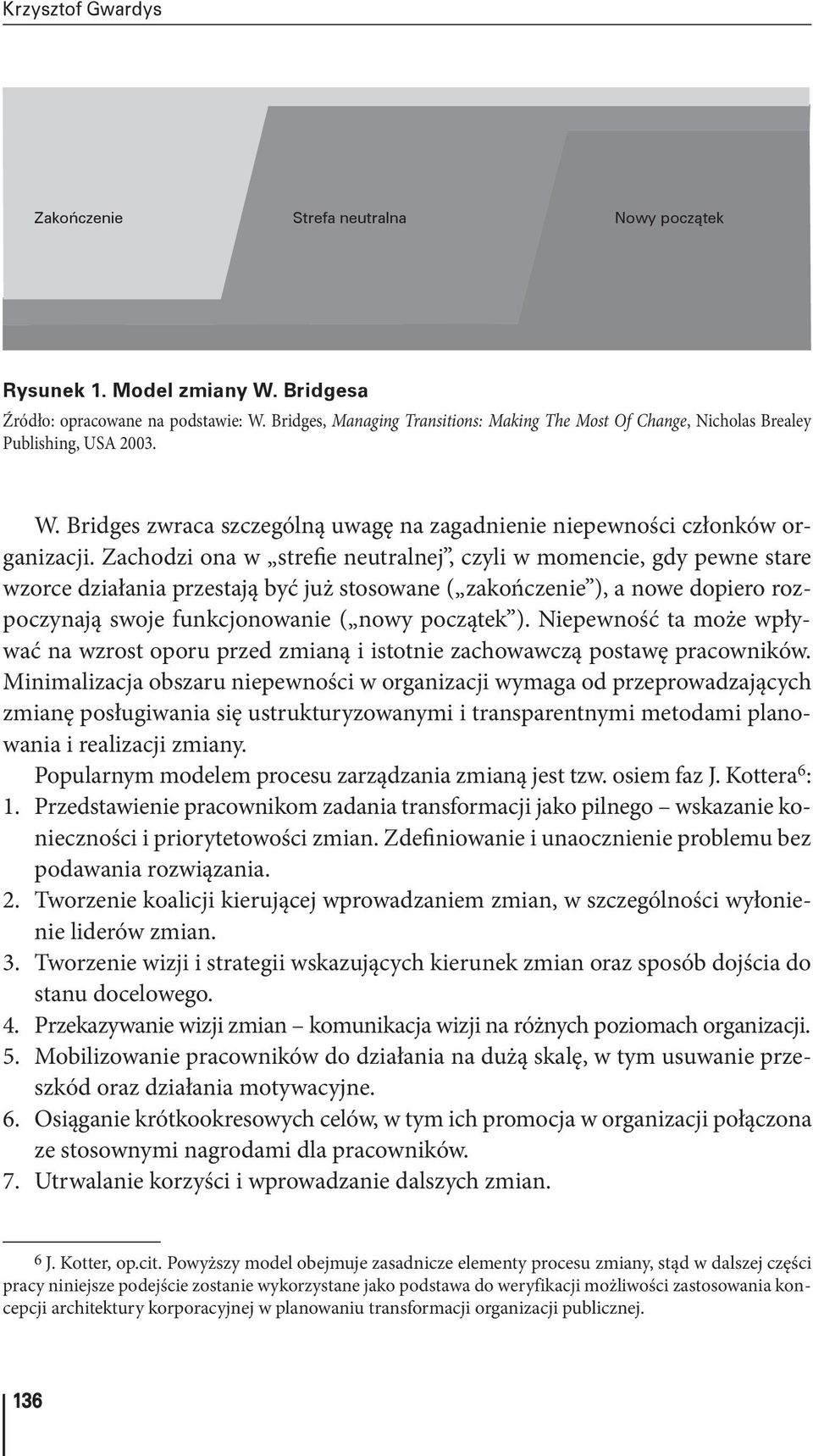 Zachodzi ona w strefie neutralnej, czyli w momencie, gdy pewne stare wzorce działania przestają być już stosowane ( zakończenie ), a nowe dopiero rozpoczynają swoje funkcjonowanie ( nowy początek ).