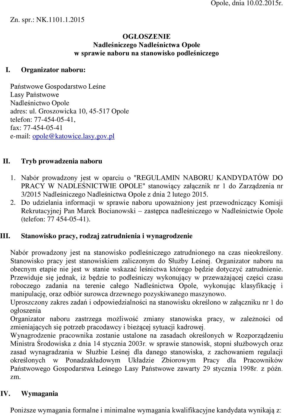 Tryb prowadzenia naboru 1.