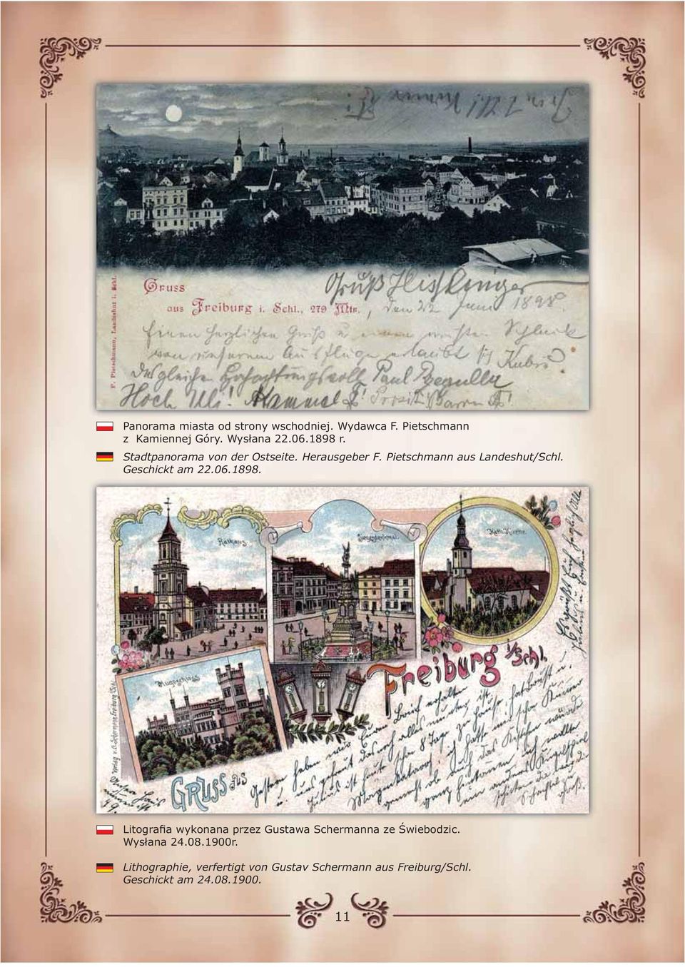 Geschickt am 22.06.1898. Litografia wykonana przez Gustawa Schermanna ze Świebodzic.