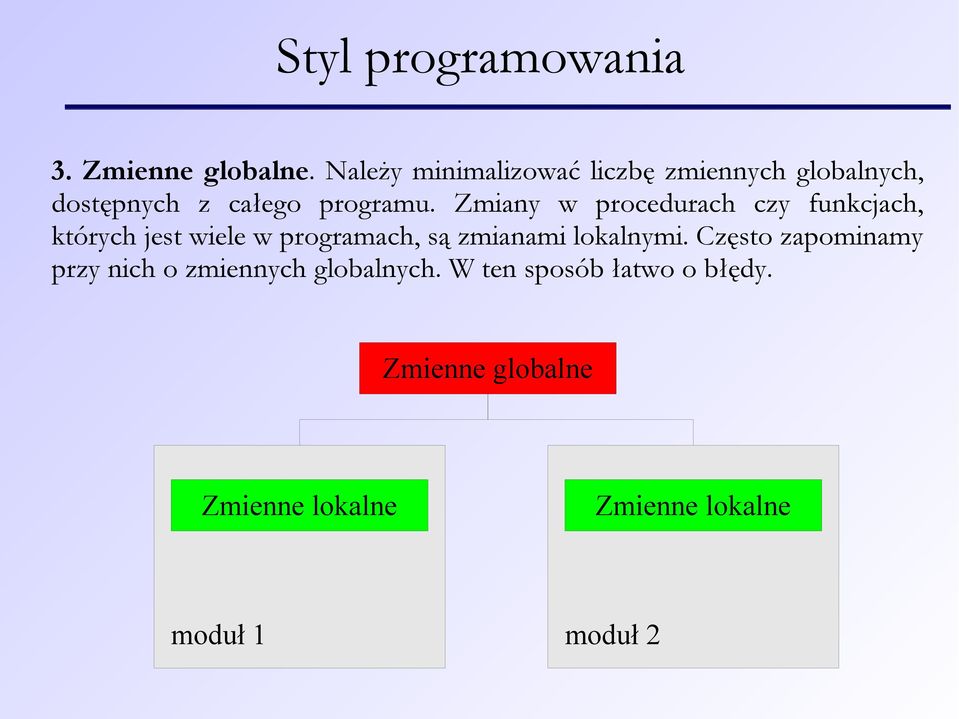 Zmiany w procedurach czy funkcjach, których jest wiele w programach, są zmianami