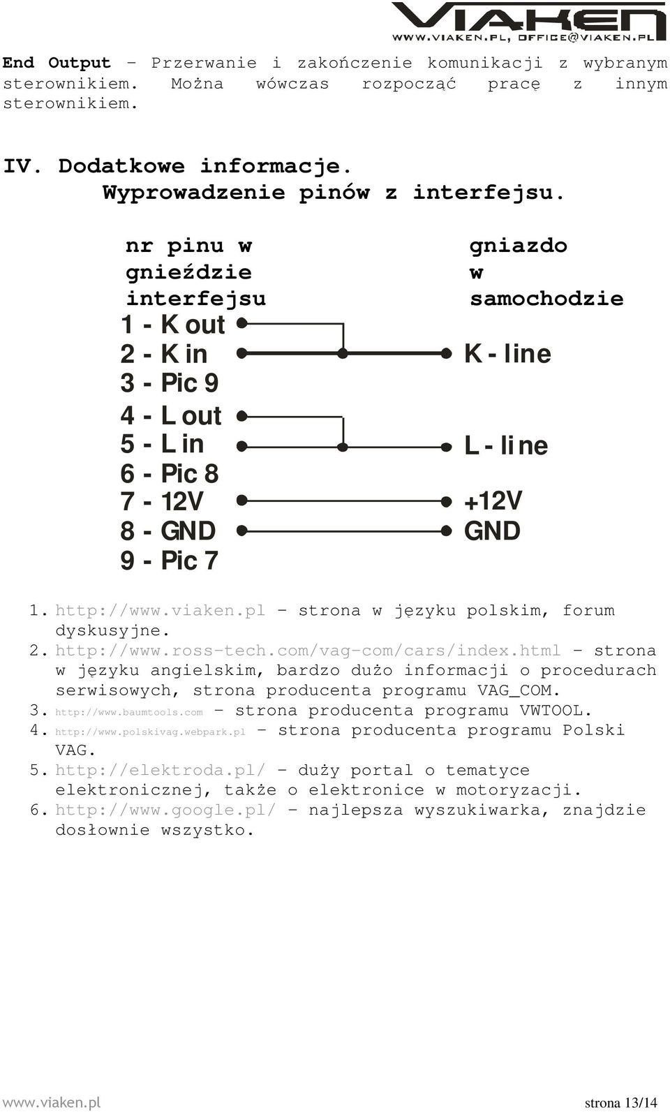 pl strona w języku polskim, forum dyskusyjne. 2. http://www.ross-tech.com/vag-com/cars/index.