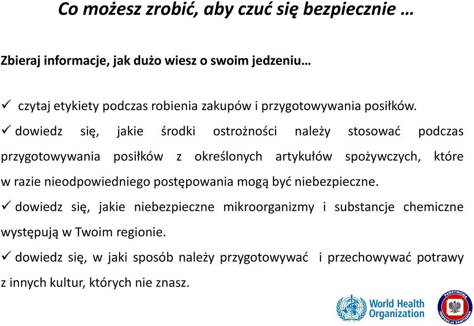 dowiedz się, jakie środki ostrożności należy stosować podczas przygotowywania posiłków z określonych artykułów spożywczych, które w razie