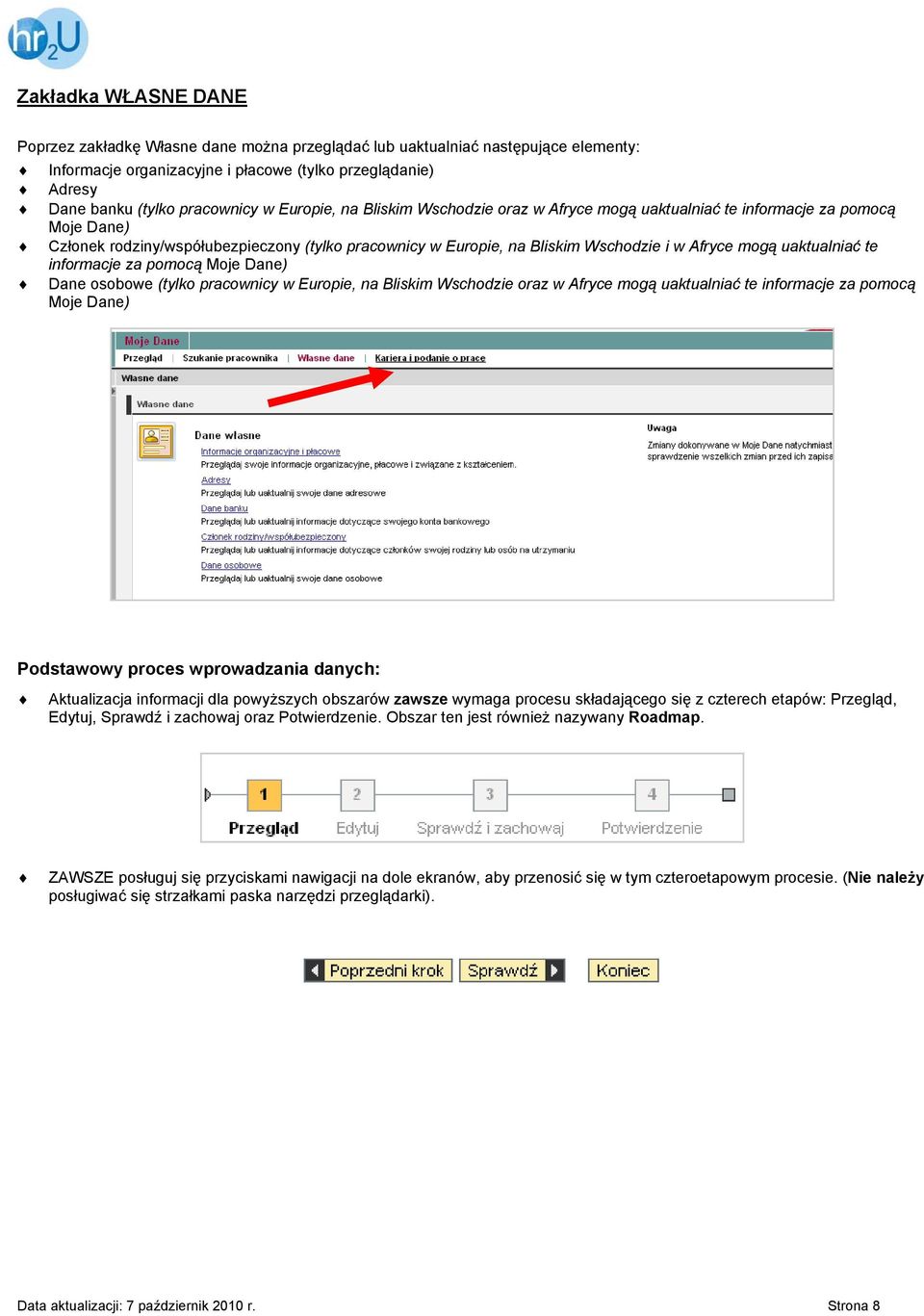uaktualniać te informacje za pomocą Moje Dane) Dane osobowe (tylko pracownicy w Europie, na Bliskim Wschodzie oraz w Afryce mogą uaktualniać te informacje za pomocą Moje Dane) Podstawowy proces