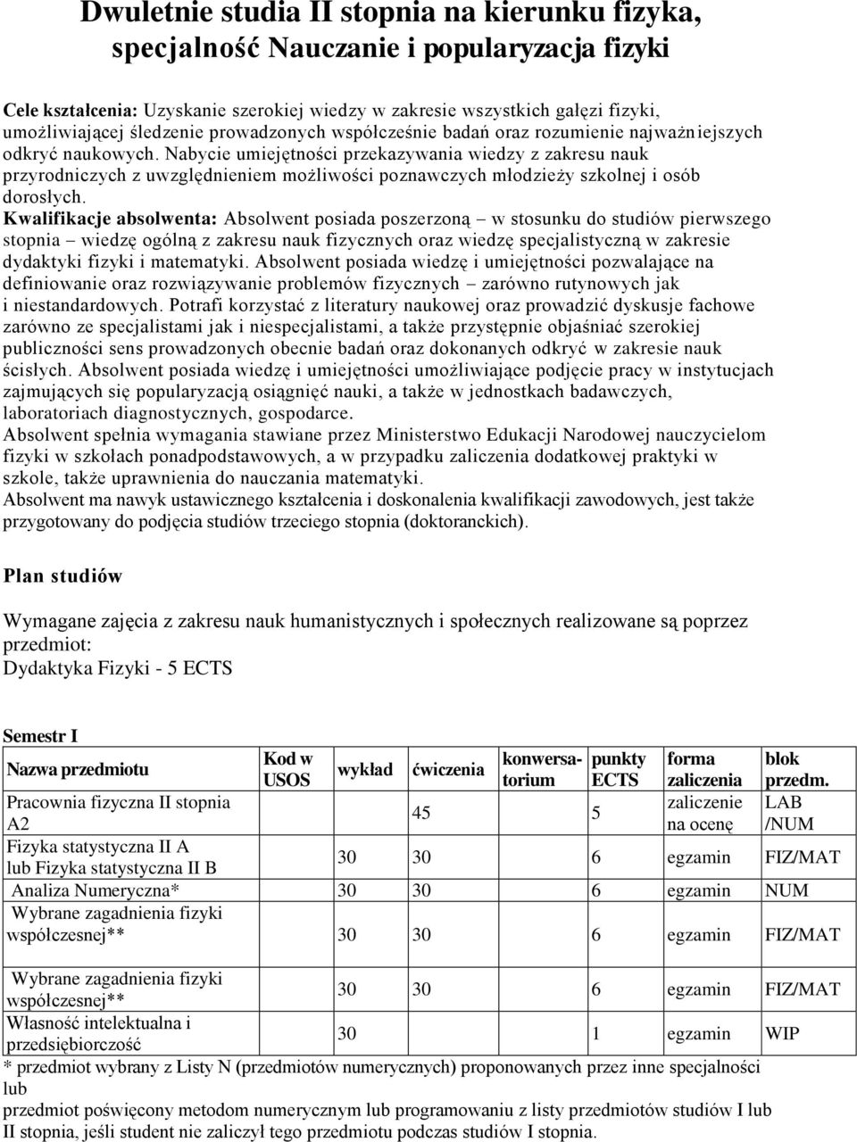 Nabycie umiejętności przekazywania wiedzy z zakresu nauk przyrodniczych z uwzględnieniem możliwości poznawczych młodzieży szkolnej i osób dorosłych.