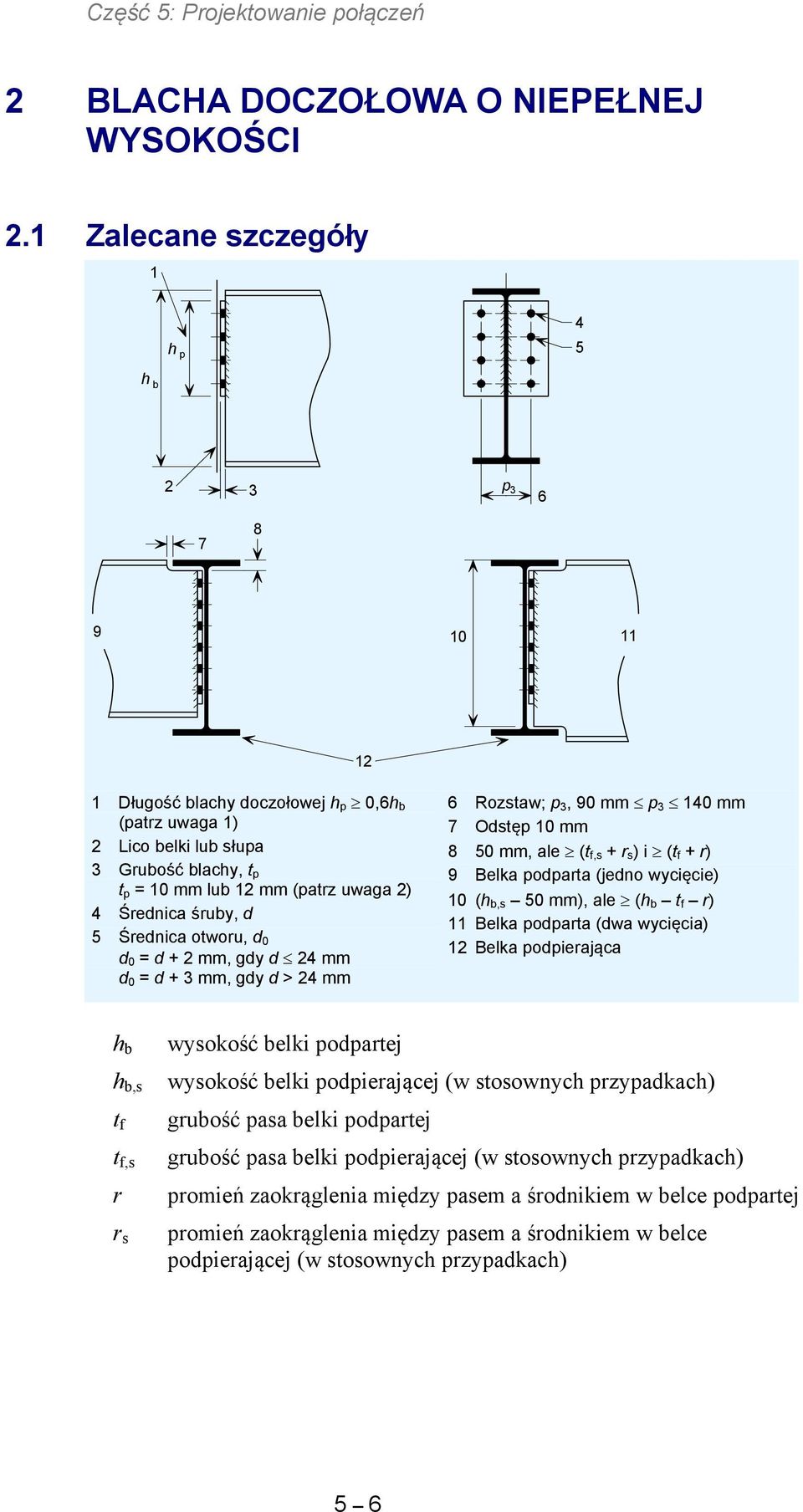 mm, gdy d 4 mm d = d + 3 mm, gdy d > 4 mm 6 Rozstaw; 3, 9 mm 3 4 mm 7 Odstę mm 8 5 mm, al (t,s + r s ) i (t + r) 9 Blka odarta (jdno wycięci) (h,s 5 mm), al (h t r) Blka odarta (dwa