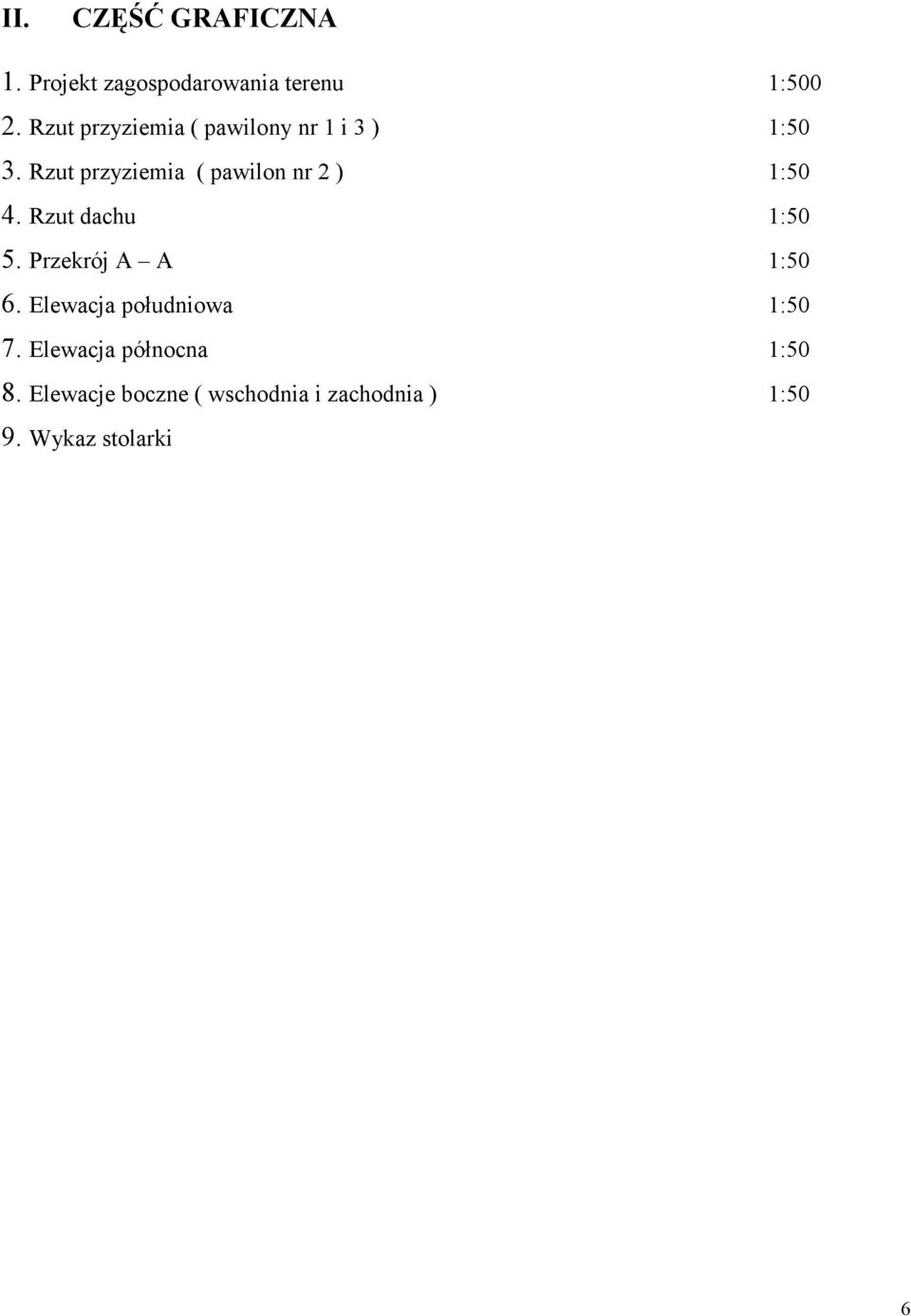 Rzut przyziemia ( pawilon nr 2 ) 1:50 4. Rzut dachu 1:50 5.