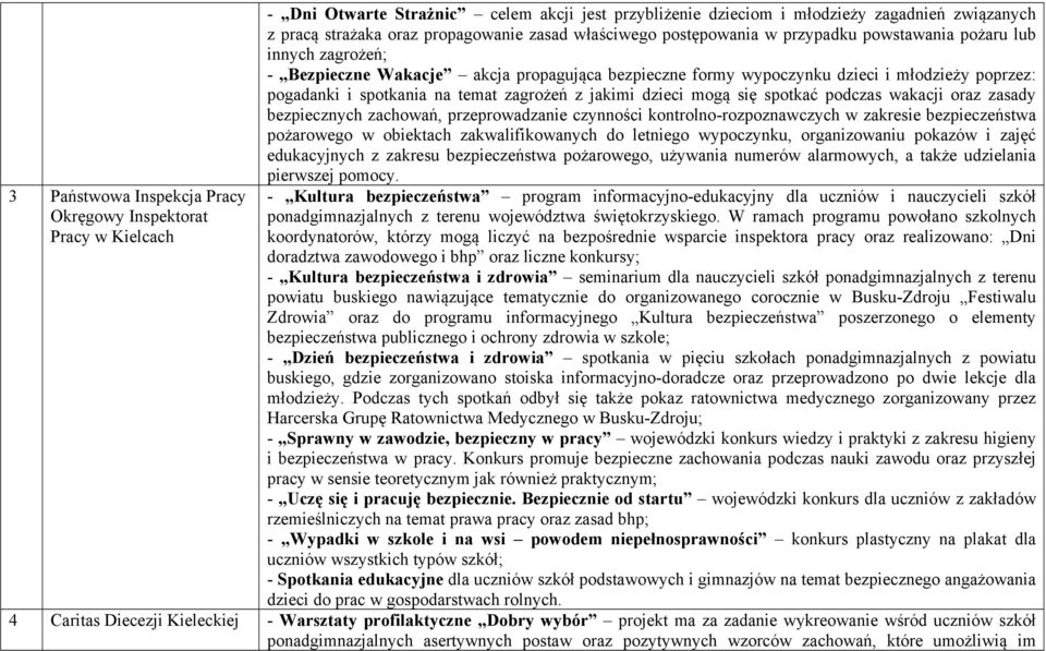 na temat zagrożeń z jakimi dzieci mogą się spotkać podczas wakacji oraz zasady bezpiecznych zachowań, przeprowadzanie czynności kontrolno-rozpoznawczych w zakresie bezpieczeństwa pożarowego w