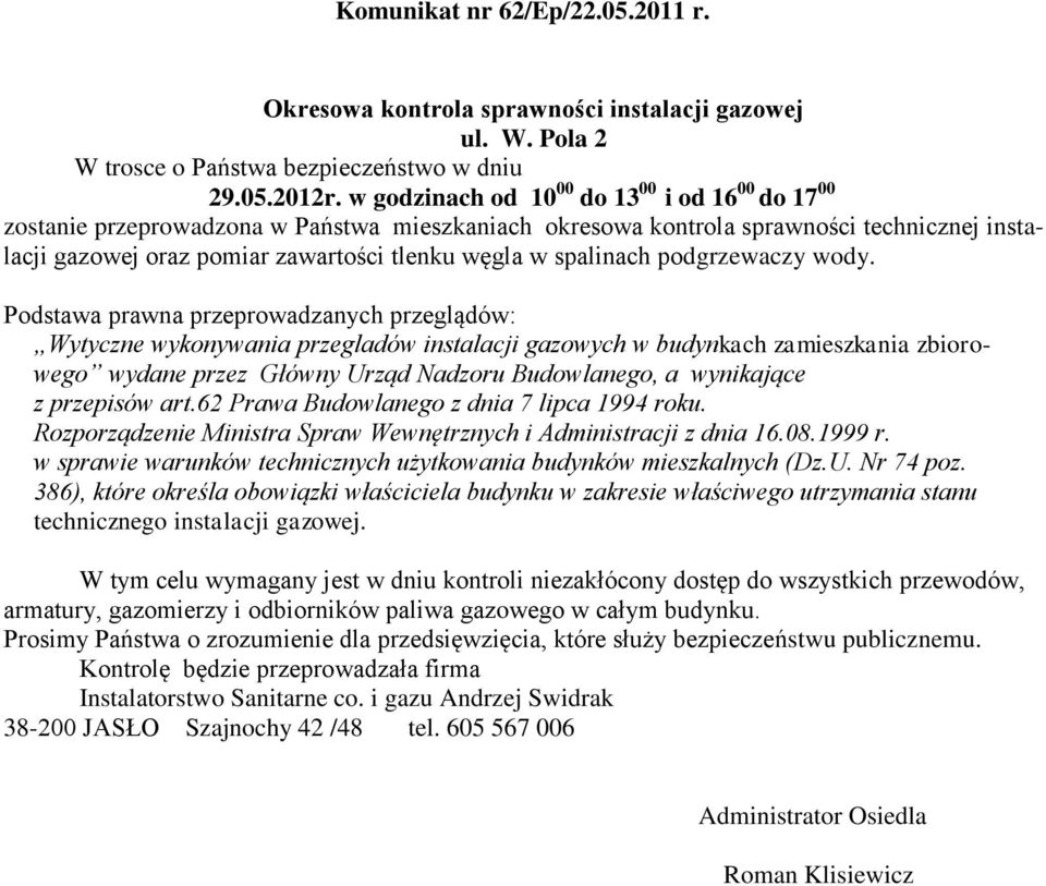 bezpieczeństwo w dniu 29.05.2012r.