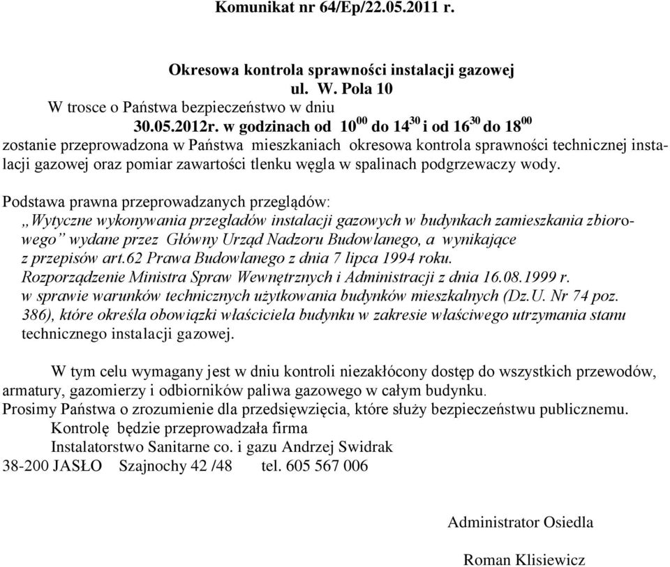 bezpieczeństwo w dniu 30.05.2012r.
