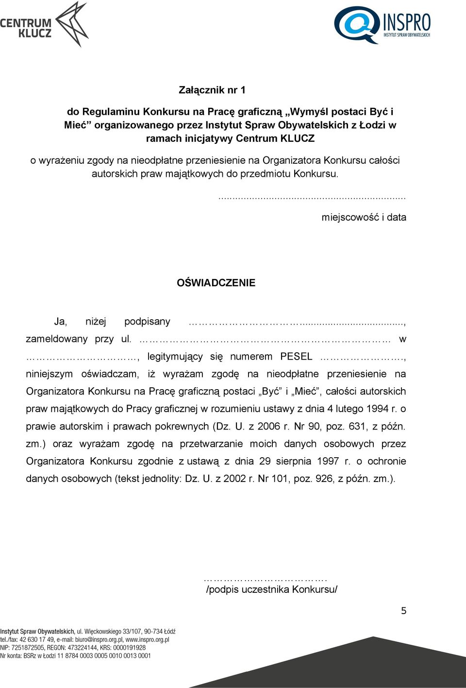 w, legitymujący się numerem PESEL.