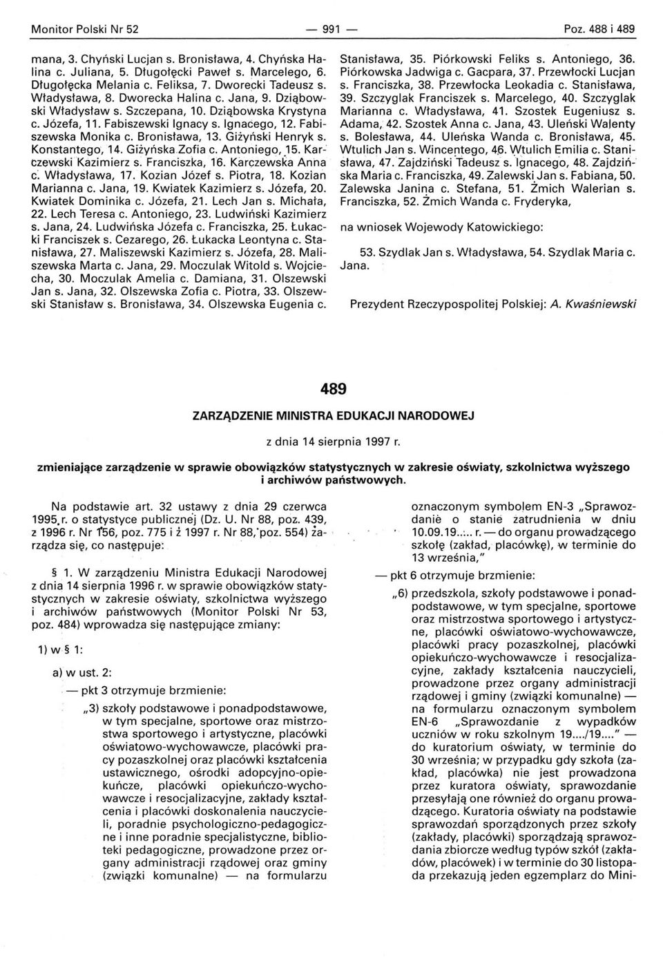 Knstanteg, 14. GiżyńskaZfia G. Antnieg, 15. KarczewskiKazimierz s. Franciszka, 16. Karczewska Anna c: Władysława, 17. Kzian Józef s. Pitra, 18. Kzian Marianna c. Jana, 19. Kwiatek Kazimierz s.