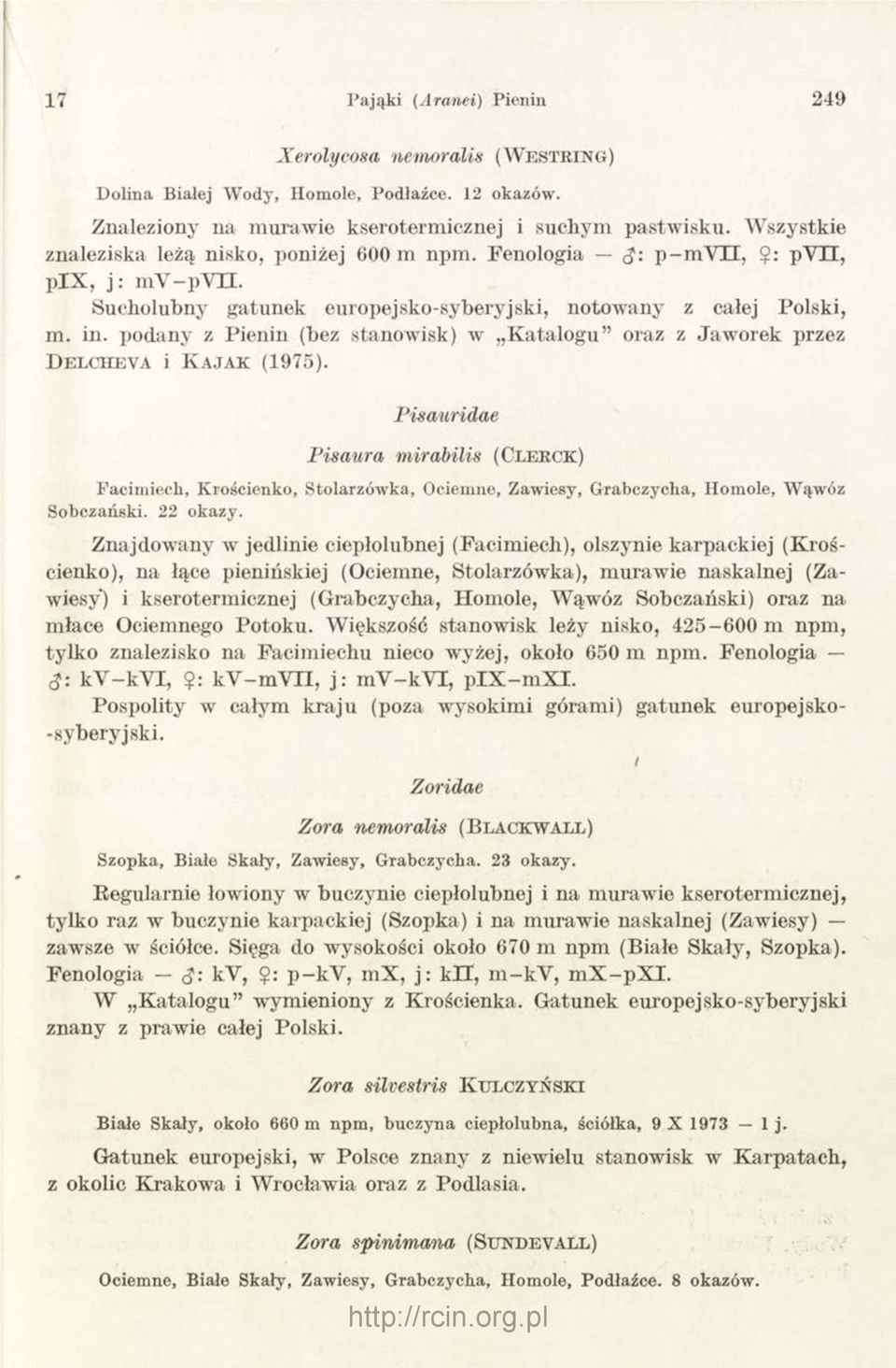 podany z Pienin (bez stanowisk) w K atalogu oraz z Jaworek przez D elchev a i K a ja k (1975).
