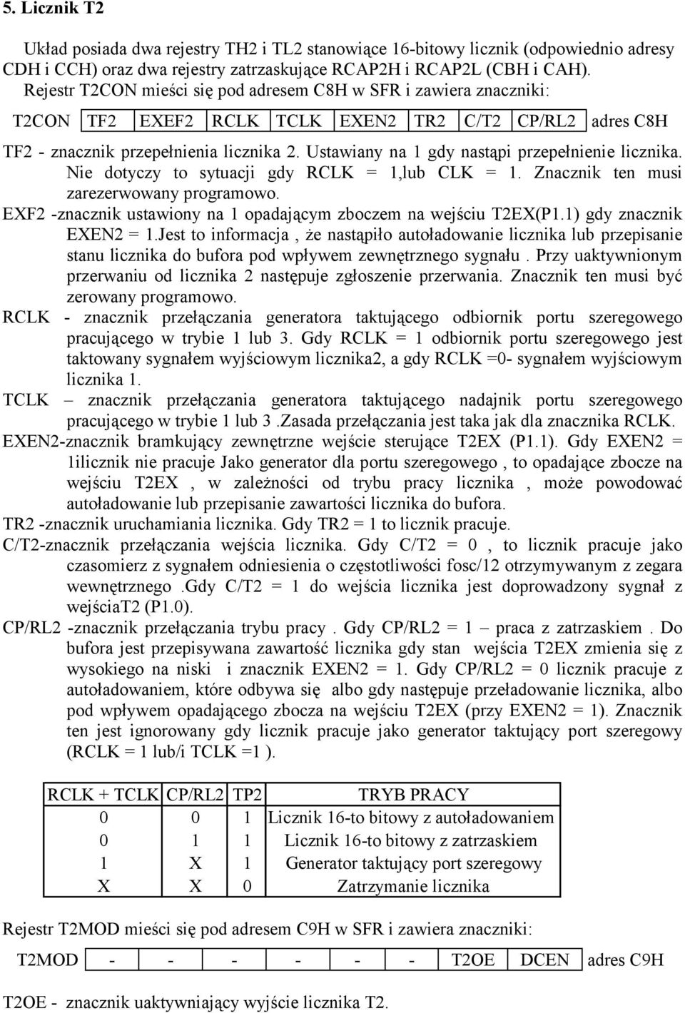 Ustawiany na 1 gdy nastąpi przepełnienie licznika. Nie dotyczy to sytuacji gdy RCLK = 1,lub CLK = 1. Znacznik ten musi zarezerwowany programowo.