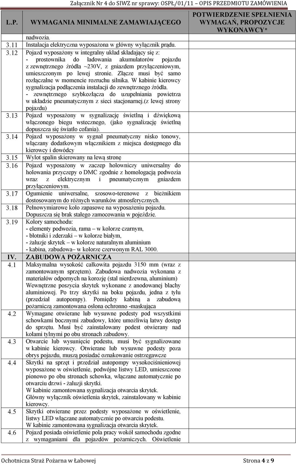 12 Pojazd wyposażony w integralny układ składający się z: - prostownika do ładowania akumulatorów pojazdu z zewnętrznego źródła ~230V, z gniazdem przyłączeniowym, umieszczonym po lewej stronie.
