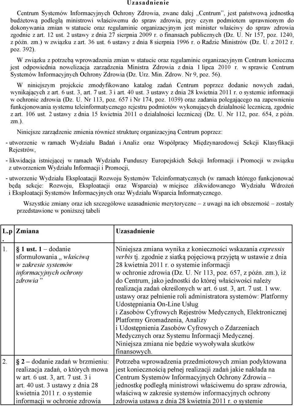 poz 1240, z późn zm) w związku z art 36 ust 6 ustawy z dnia 8 sierpnia 1996 r o Radzie Ministrów (Dz U z 2012 r poz 392) W związku z potrzebą wprowadzenia zmian w statucie oraz regulaminie