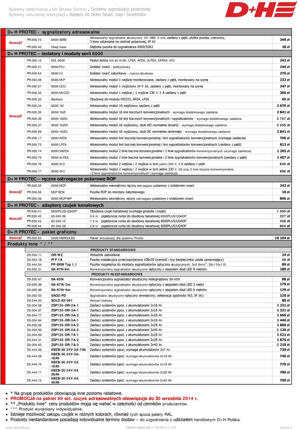 000.12 EOL 6000 Moduł końca linii do 6100, LPZA, APZA, 2LPZA, 2APZA, 4IO 242 zł PR.000.31 6000/FIU Izolator zwarć - podtynkowy 244 zł PR.000.64 6000/IU Izolator zwarć natynkowy - czarna obudowa 276 zł PR.