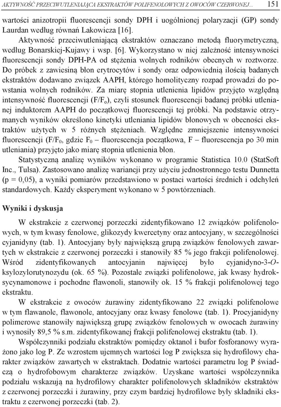 Wykorzystano w niej zależność intensywności fluorescencji sondy DPH-PA od stężenia wolnych rodników obecnych w roztworze.