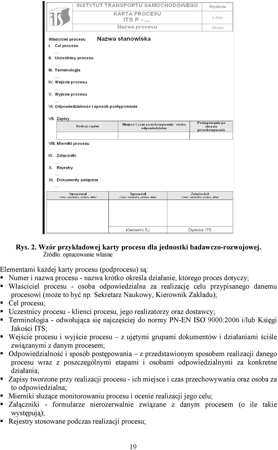 za realizację celu przypisanego danemu procesowi (może to być np.