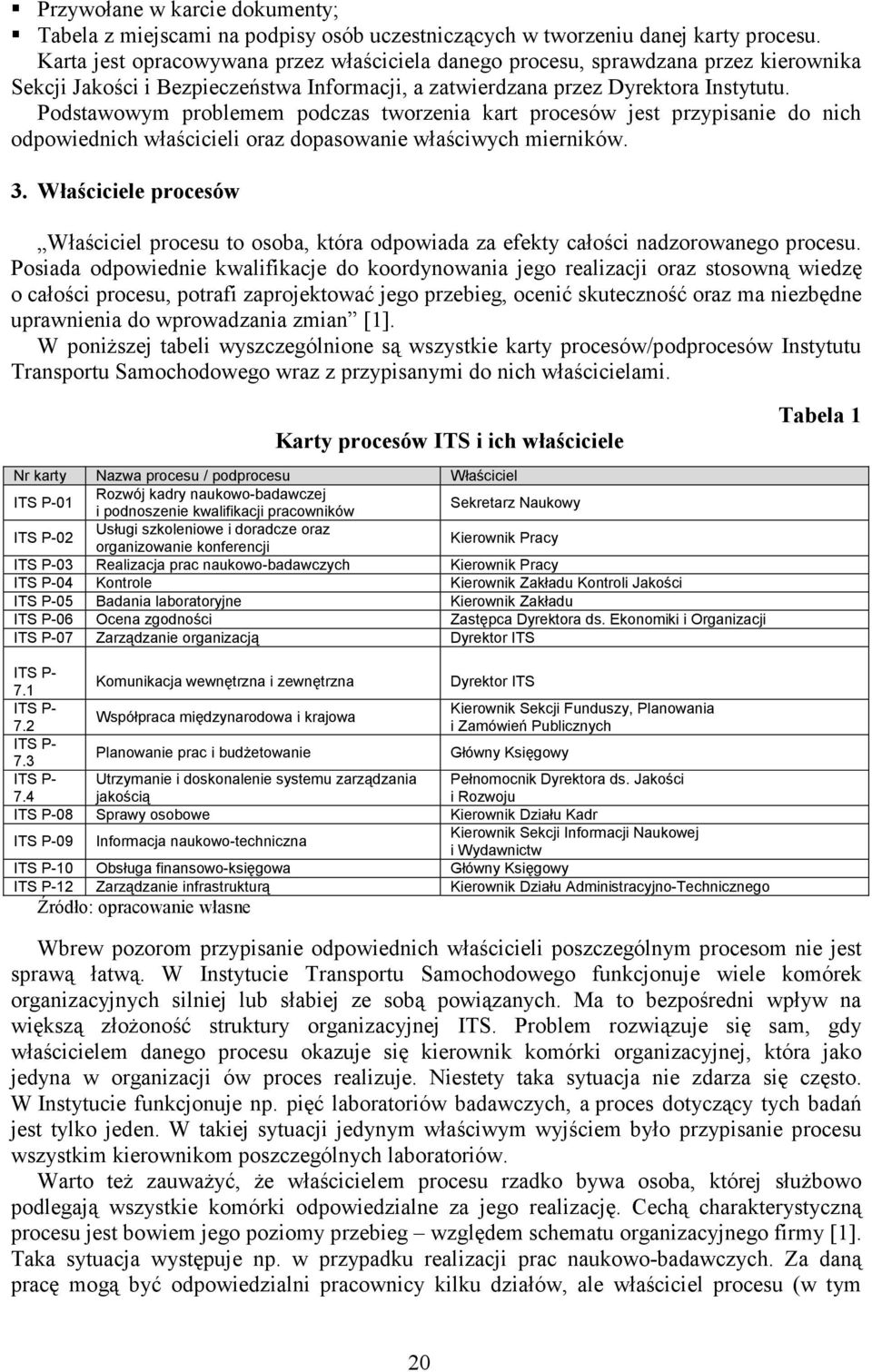 Podstawowym problemem podczas tworzenia kart procesów jest przypisanie do nich odpowiednich właścicieli oraz dopasowanie właściwych mierników. 3.