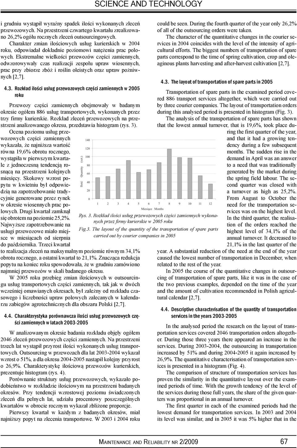 Ekstremalne wielkości przewozów części zamiennych, odwzorowywały czas realizacji zespołu upraw wiosennych, prac przy zbiorze zbóż i roślin oleistych oraz upraw pożniwnych [2,7]. 4.3.