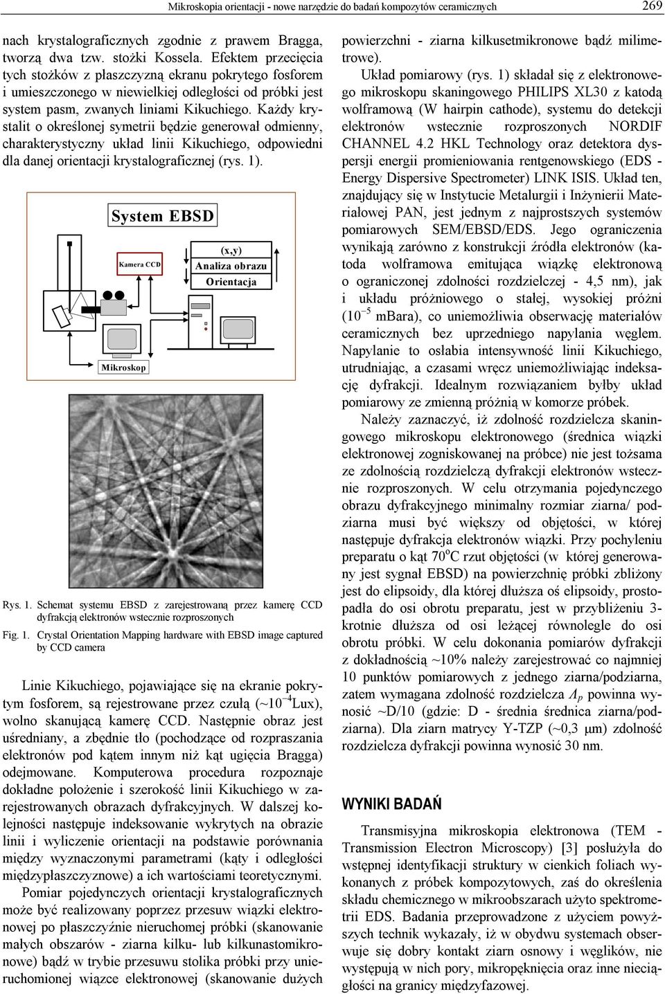 Każdy krystalit o określonej symetrii będzie generował odmienny, charakterystyczny układ linii Kikuchiego, odpowiedni dla danej orientacji krystalograficznej (rys. 1).