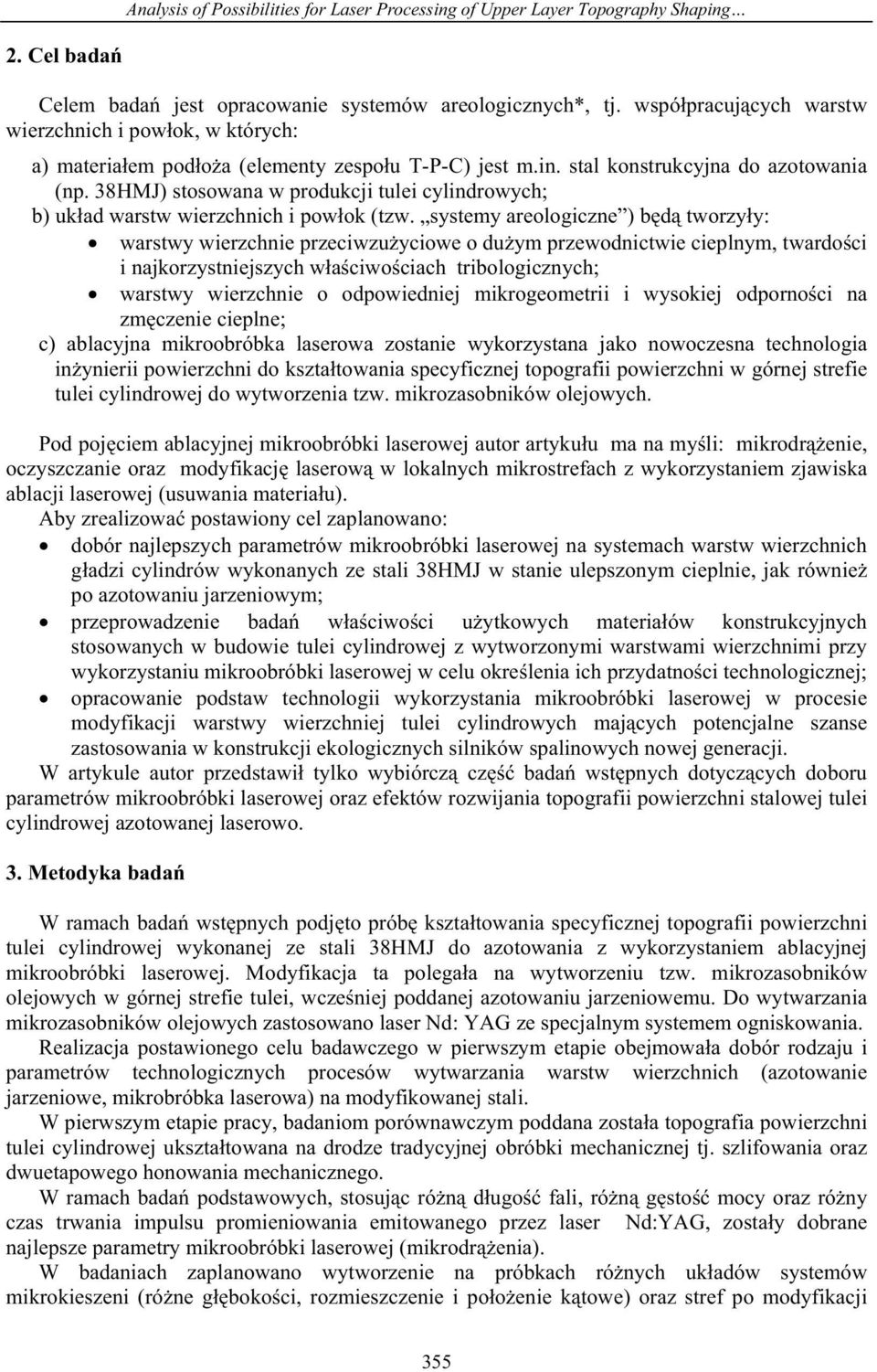 38HMJ) stosowana w produkcji tulei cylindrowych; b) uk ad warstw wierzchnich i pow ok (tzw.