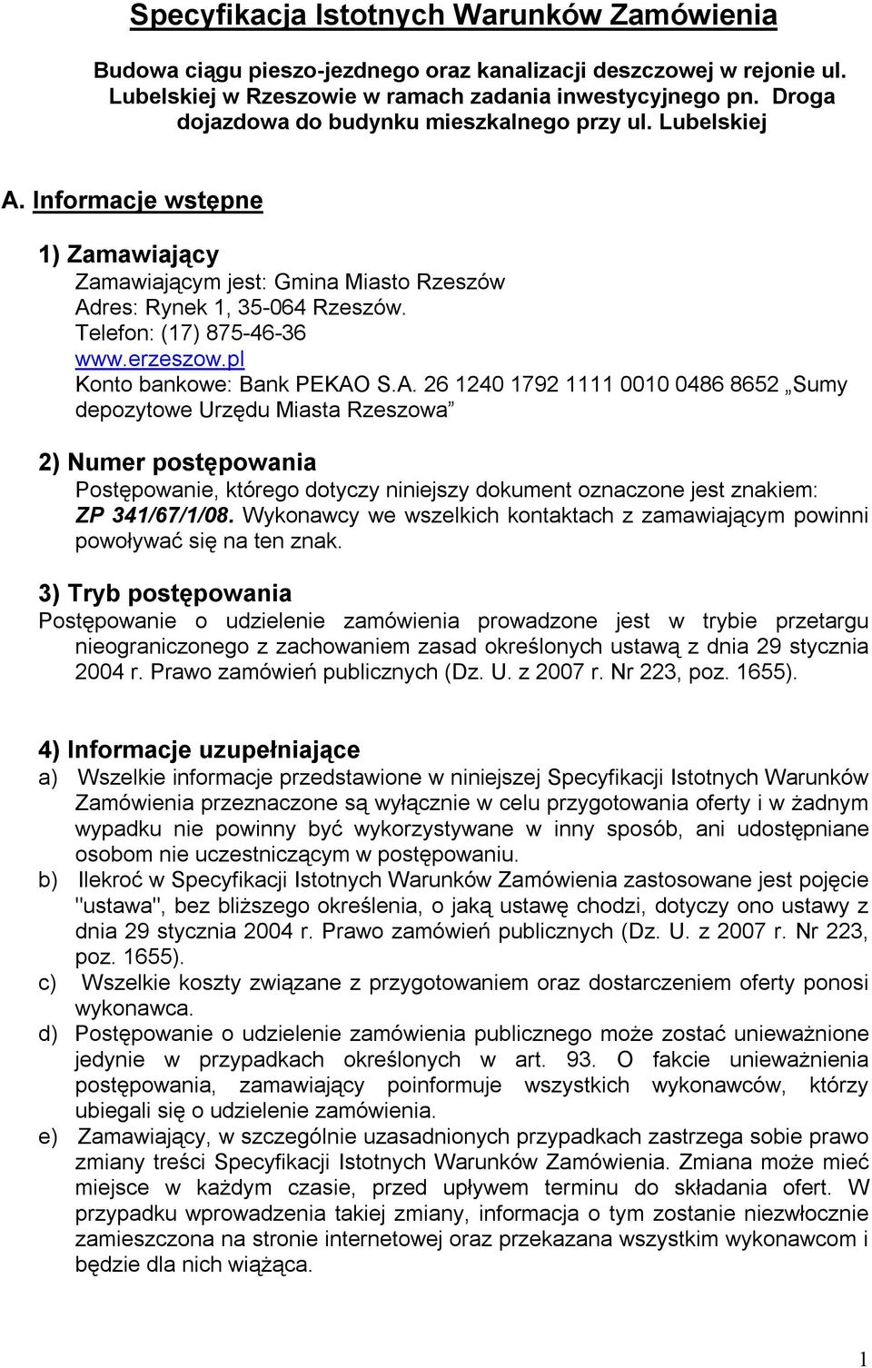erzeszow.pl Konto bankowe: Bank PEKAO