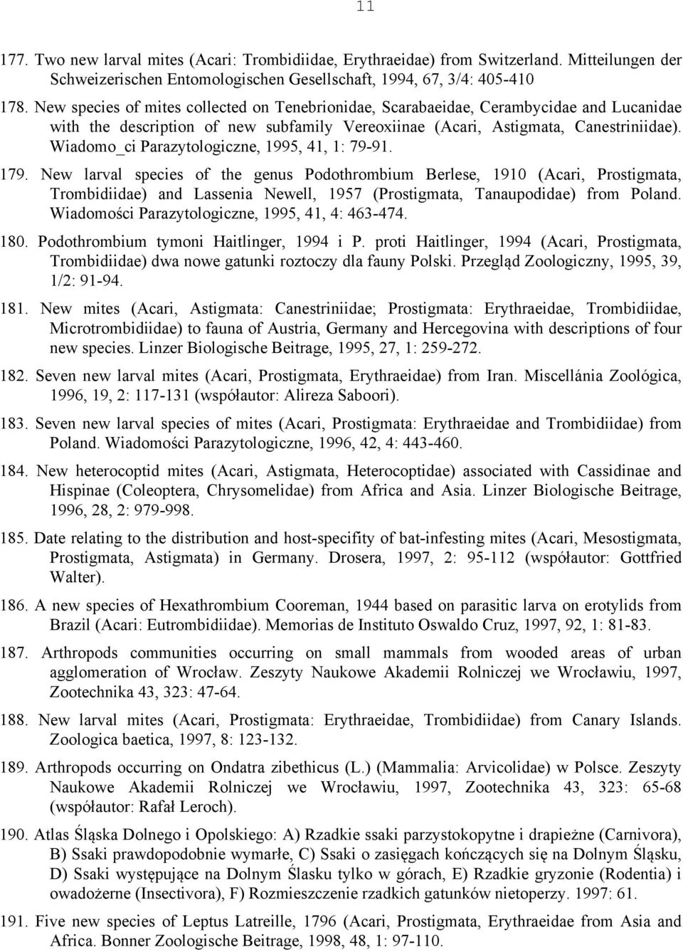 Wiadomo_ci Parazytologiczne, 1995, 41, 1: 79-91. 179.