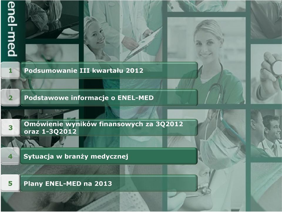 wyników finansowych za 3Q2012 oraz 1-3Q2012