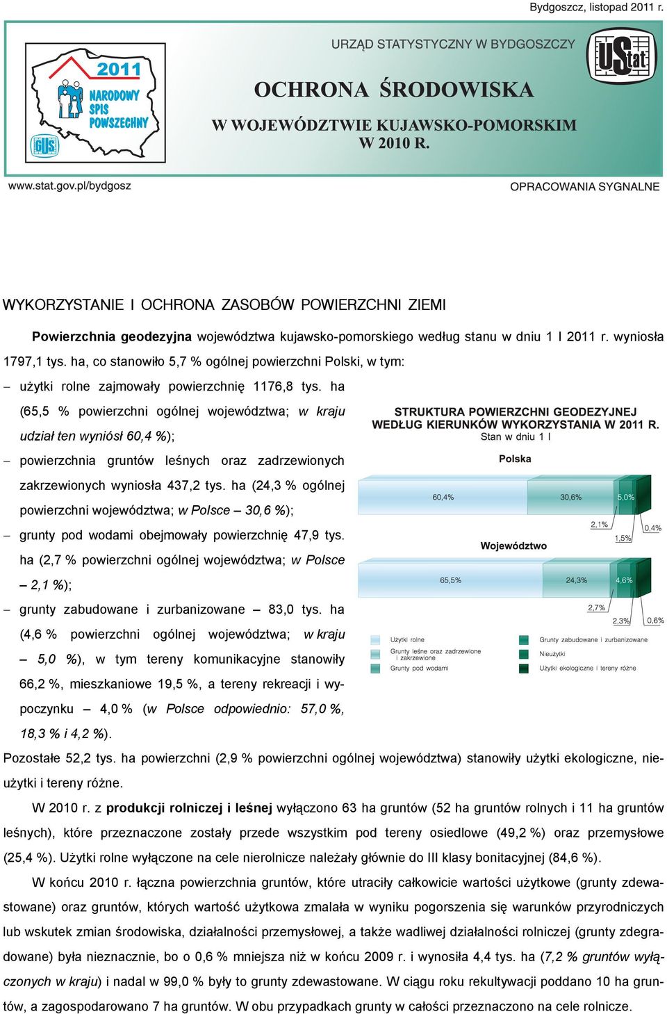 ha (65,5 % powierzchni ogólnej województwa; w kraju udział ten wyniósł 60,4 %); powierzchnia gruntów leśnych oraz zadrzewionych zakrzewionych wyniosła 437,2 tys.