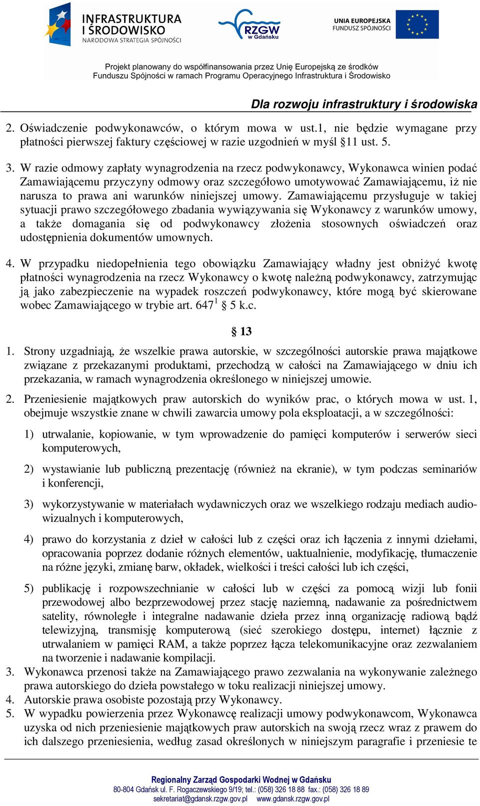 niniejszej umowy.