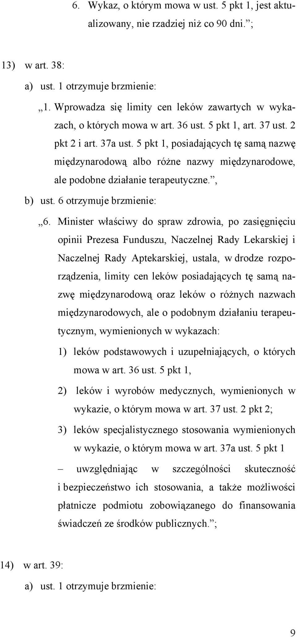 5 pkt 1, posiadających tę samą nazwę międzynarodową albo różne nazwy międzynarodowe, ale podobne działanie terapeutyczne., b) ust. 6 otrzymuje brzmienie: 6.