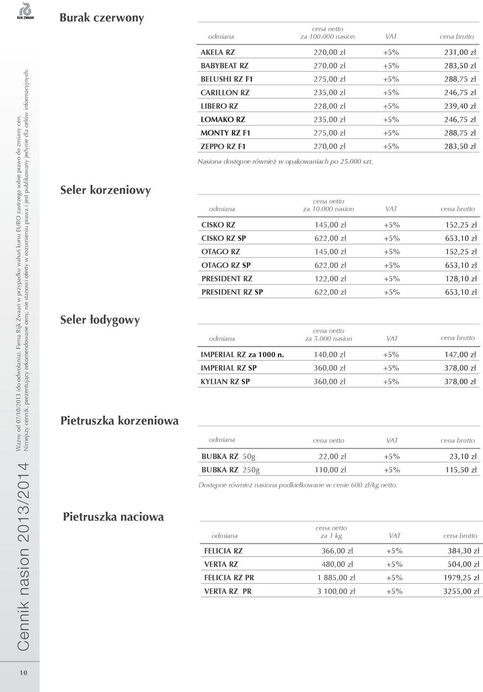 RZ 235,00 zł +5% 246,75 zł LIBERO RZ 228,00 zł +5% 239,40 zł LOMAKO RZ 235,00 zł +5% 246,75 zł MONTY RZ F1 275,00 zł +5% 288,75 zł ZEPPO RZ F1 270,00 zł +5% 283,50 zł Nasiona dostępne również w