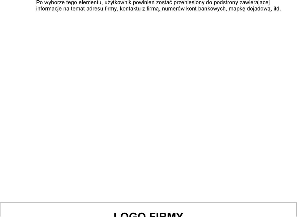 informacje na temat adresu firmy, kontaktu z