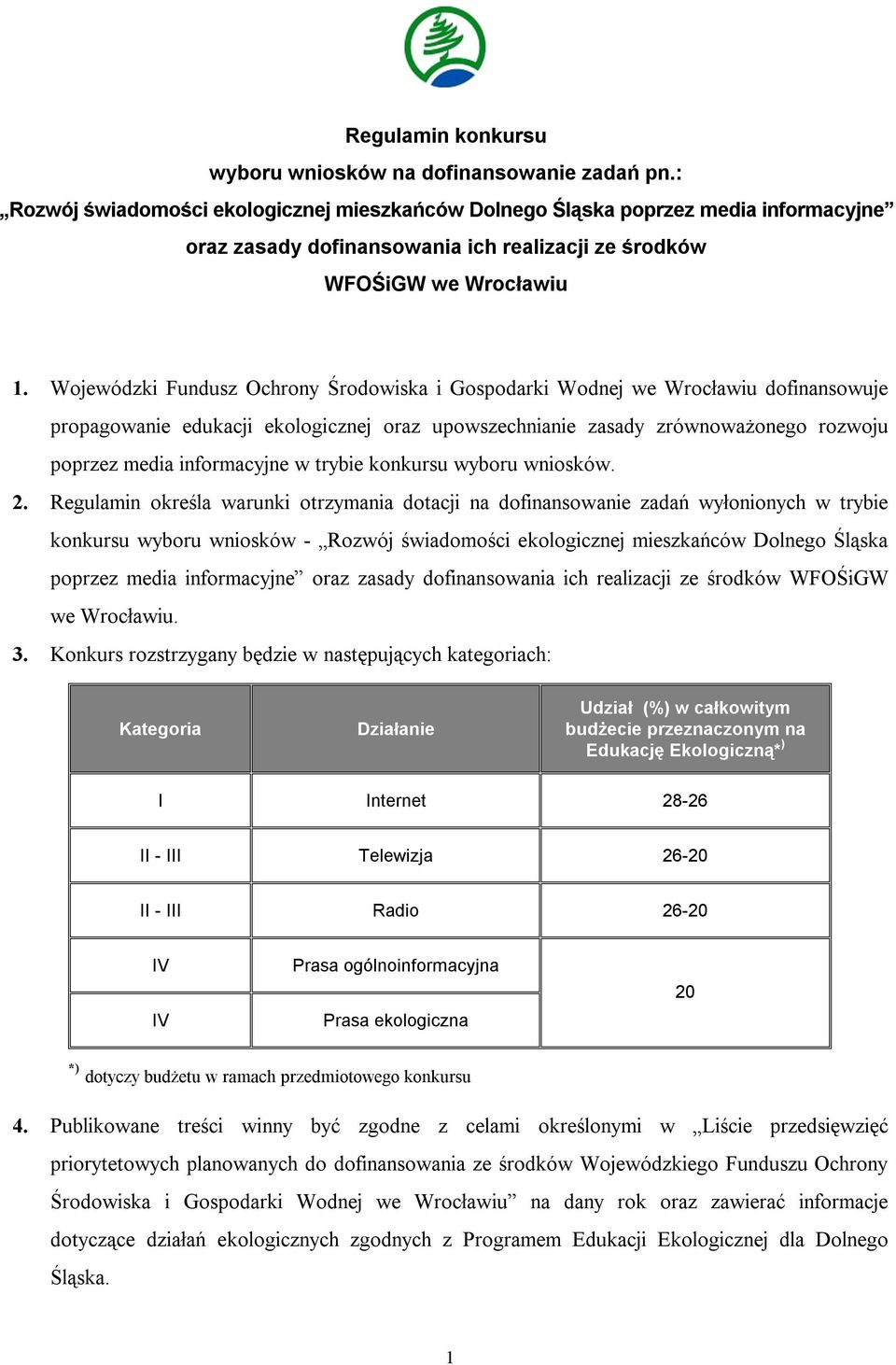 Wojewódzki Fundusz Ochrony Środowiska i Gospodarki Wodnej we Wrocławiu dofinansowuje propagowanie edukacji ekologicznej oraz upowszechnianie zasady zrównoważonego rozwoju poprzez media informacyjne w