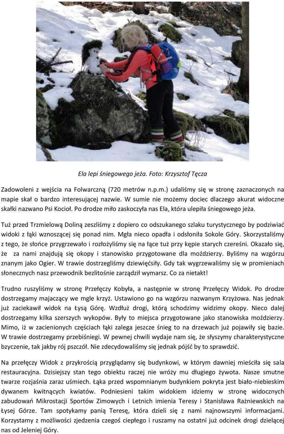 Tuż przed Trzmielową Doliną zeszliśmy z dopiero co odszukanego szlaku turystycznego by podziwiać widoki z łąki wznoszącej się ponad nim. Mgła nieco opadła i odsłoniła Sokole Góry.