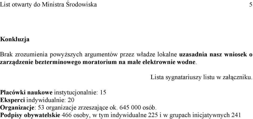 Lista sygnatariuszy listu w załączniku.