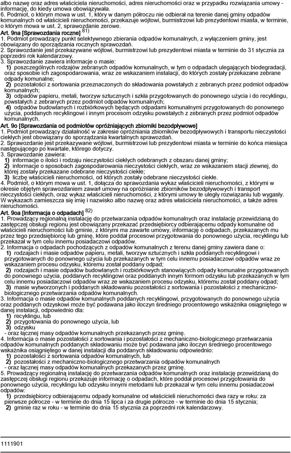 ust. 2, sprawozdanie zerowe. Art. 9na [Sprawozdania roczne] 81) 1.
