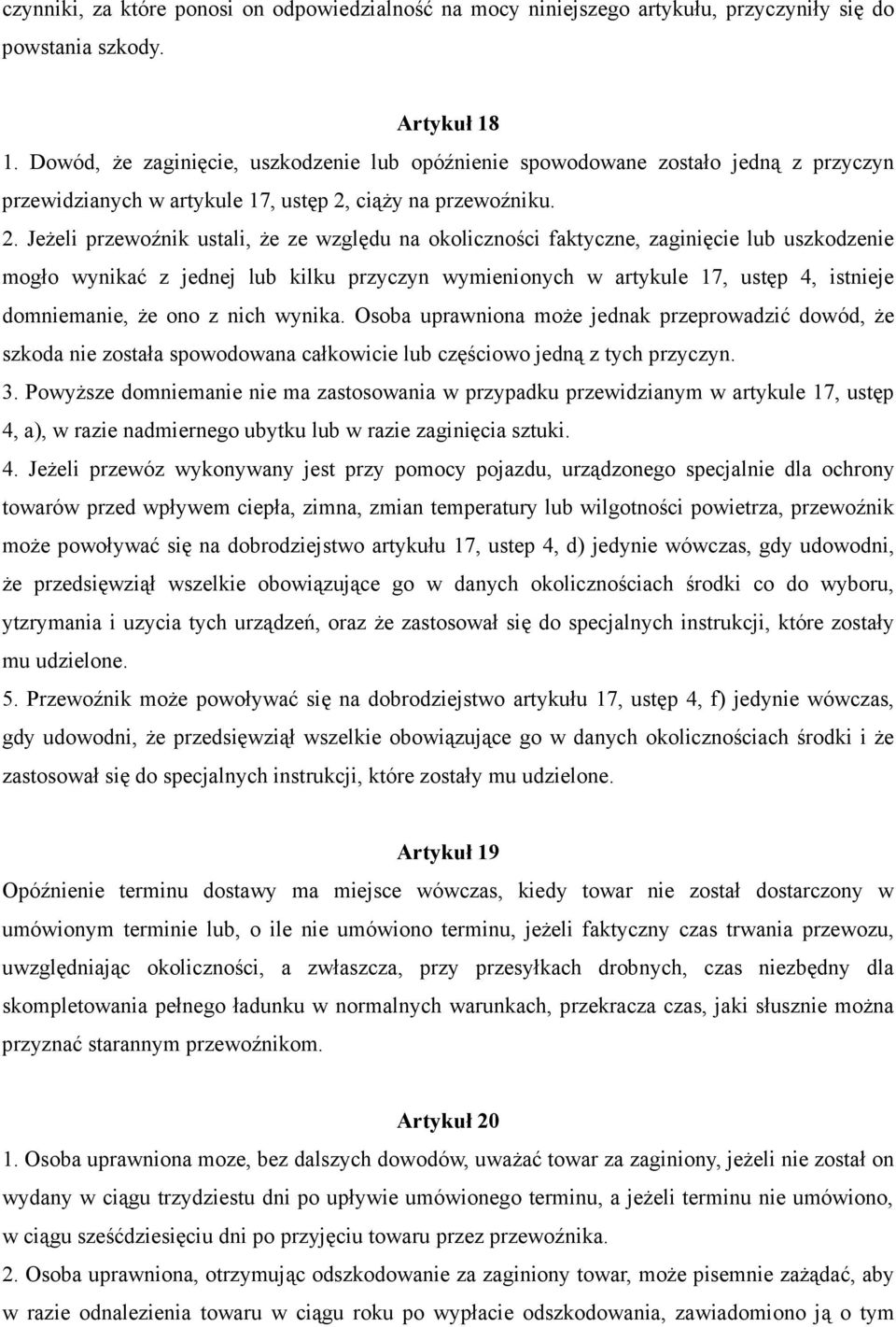ciąŝy na przewoźniku. 2.