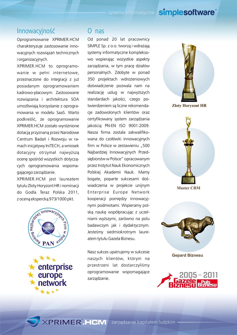 HCM zosta³o wyró nione dotacj¹ przyznan¹ przez Narodowe Centrum Badañ i Rozwoju w ramach inicjatywy IniTECH, a wniosek dotacyjny otrzyma³ najwy sz¹ ocenê spoœród wszystkich dotycz¹cych oprogramowania