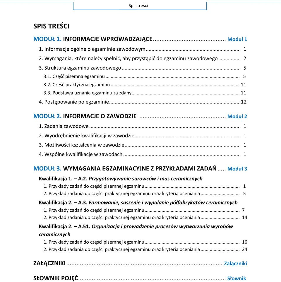 INFORMACJE O ZAWODZIE... Moduł 2 1. Zadania zawodowe... 1 2. Wyodrębnienie kwalifikacji w zawodzie... 1 3. Możliwości kształcenia w zawodzie... 1 4. Wspólne kwalifikacje w zawodach... 1 MODUŁ 3.