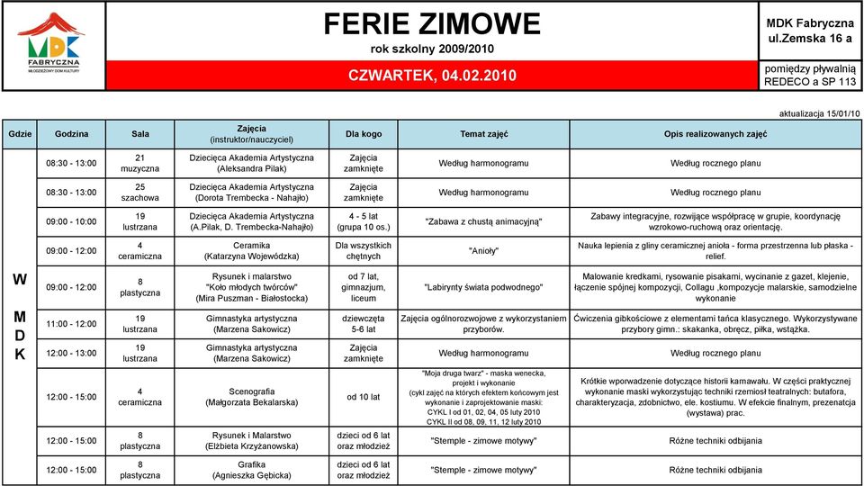 Ceramika (atarzyna Wojewódzka) la wszystkich chętnych "Anioły" Nauka lepienia z gliny ceramicznej anioła - forma przestrzenna lub płaska - relief.