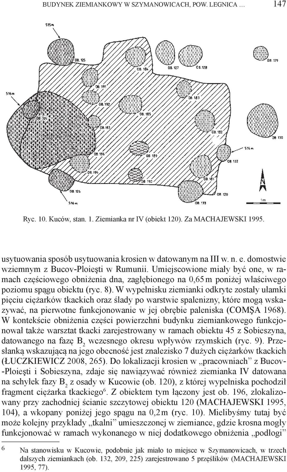 W wypełnisku ziemianki odkryte zostały ułamki pięciu ciężarków tkackich oraz ślady po warstwie spalenizny, które mogą wskazywać, na pierwotne funkcjonowanie w jej obrębie paleniska (COMŞA 1968).