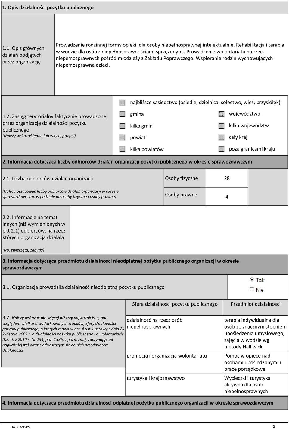 Wspieranie rodzin wychowujących niepełnosprawne dzieci. najbliższe sąsiedztwo (osiedle, dzielnica, sołectwo, wieś, przysiółek) 1.2.