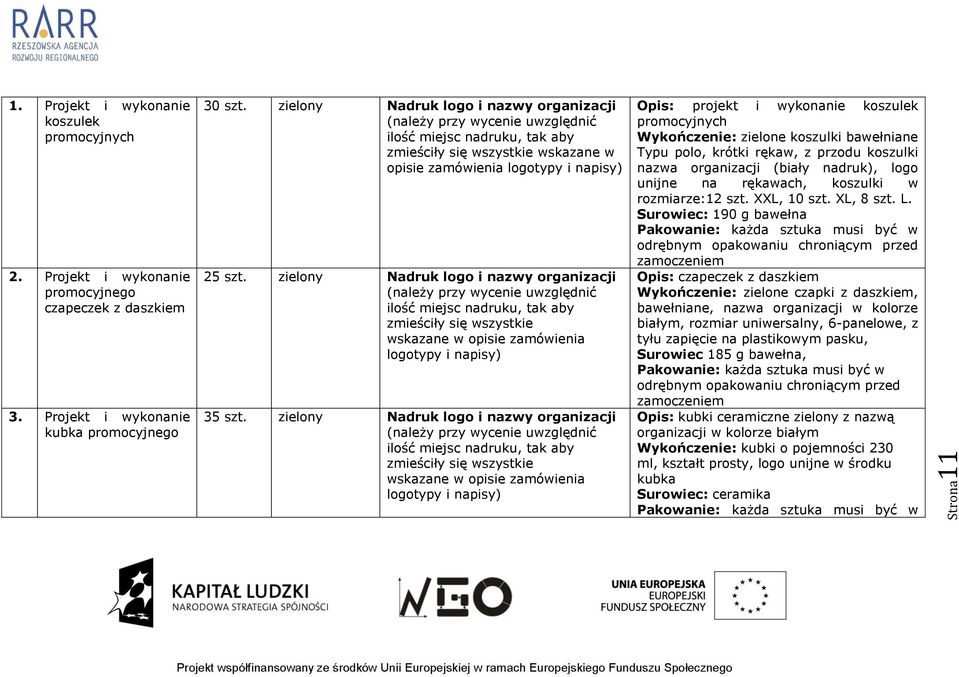 zielony Nadruk logo i nazwy organizacji (należy przy wycenie uwzględnić ilość miejsc nadruku, tak aby zamówienia 35 szt.