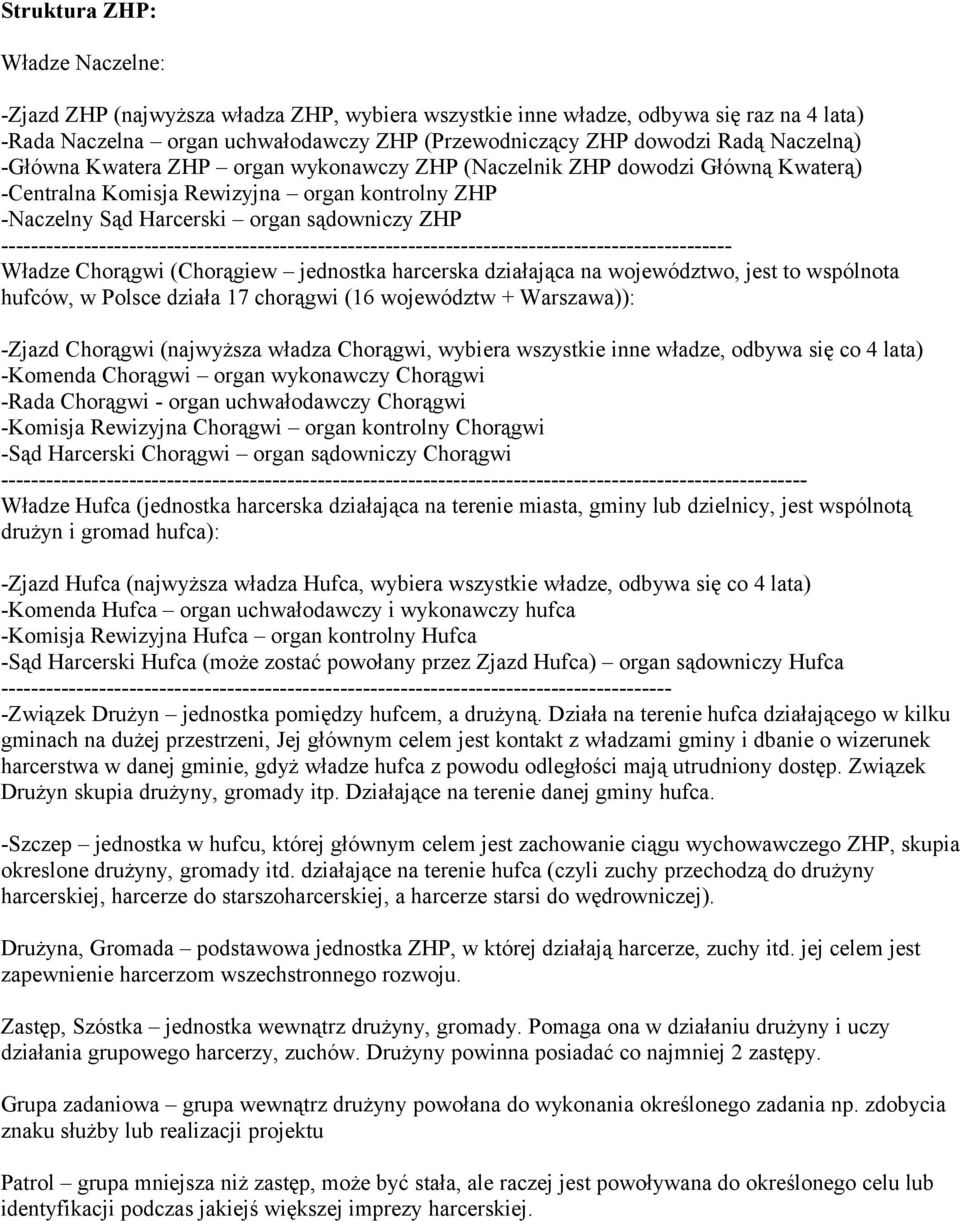 ------------------------------------------------------------------------------------------------- Władze Chorągwi (Chorągiew jednostka harcerska działająca na województwo, jest to wspólnota hufców, w