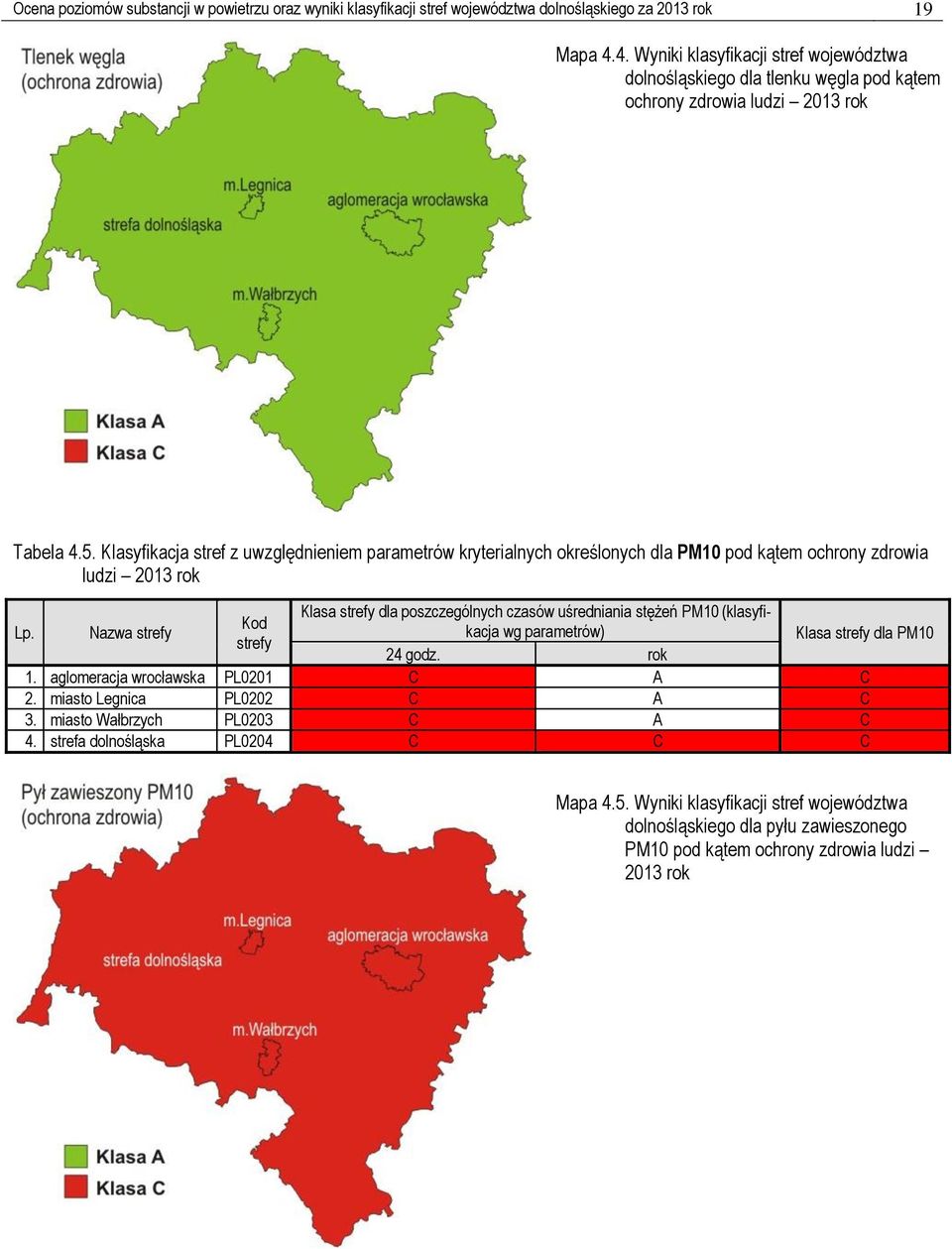 Klasyfikacja stref z uwzględnieniem parametrów kryterialnych określonych dla PM10 pod kątem ochrony zdrowia ludzi 2013 rok Lp.