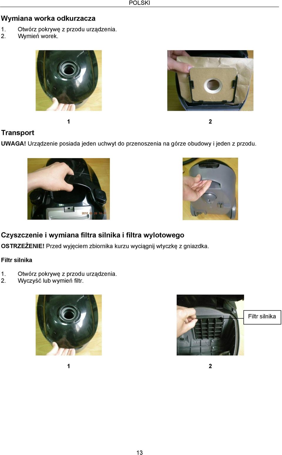 Czyszczenie i wymiana filtra silnika i filtra wylotowego OSTRZEŻENIE!