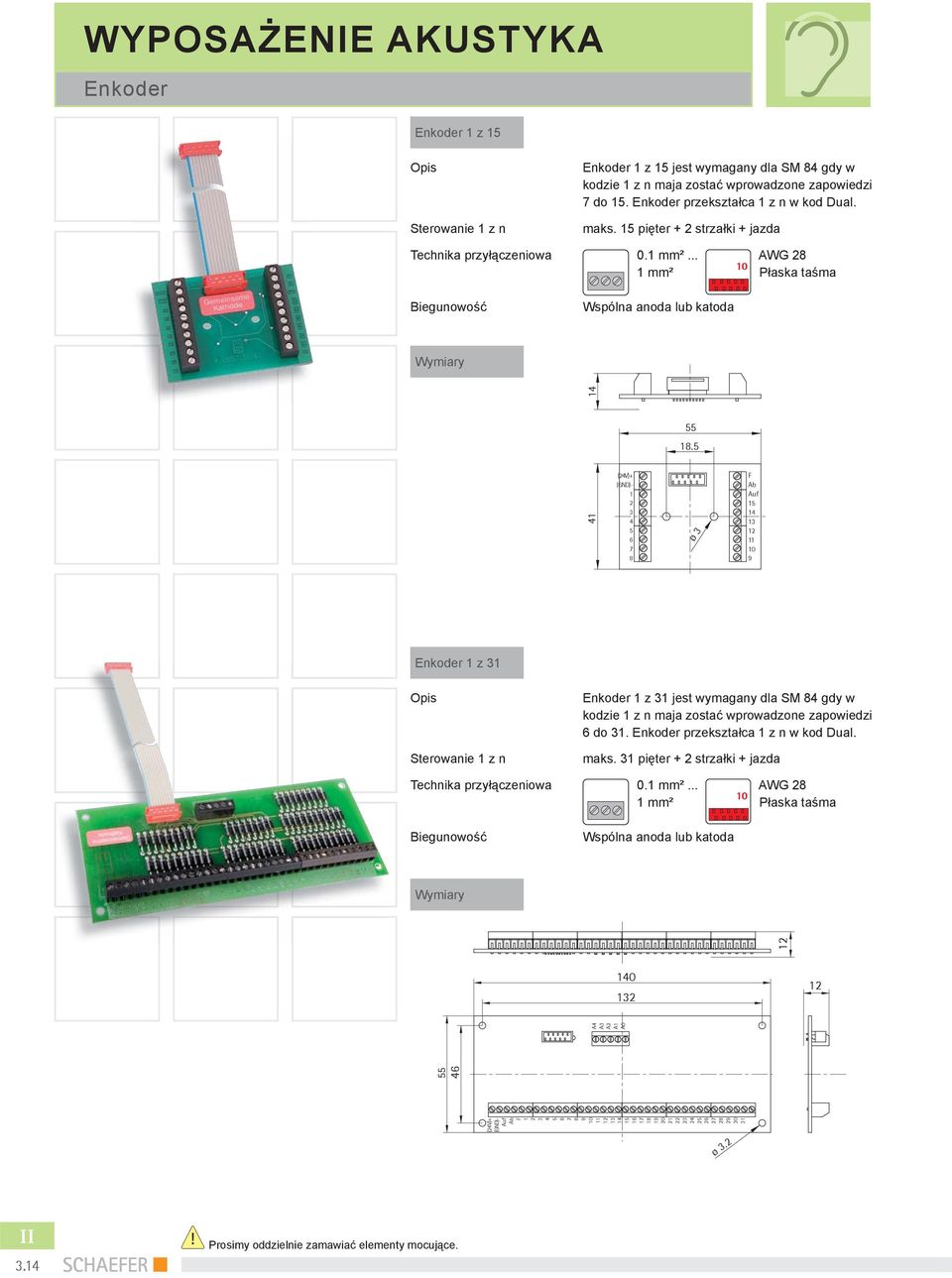 5 41 (24V)+ (GND)- 1 2 3 4 5 6 7 8 ø 3 F Ab Auf 15 14 13 12 11 10 9 Enkoder 1 z 31 Sterowanie 1 z n Enkoder 1 z 31 jest wymagany dla SM 84 gdy w kodzie 1 z n maja zostać wprowadzone zapowiedzi 6 do